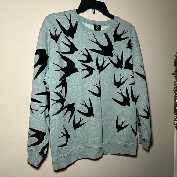 Alexander McQueen Mint Melange Mixed Media Novelty Birds Pullover Sweatshirt S - Picture 4 of 16
